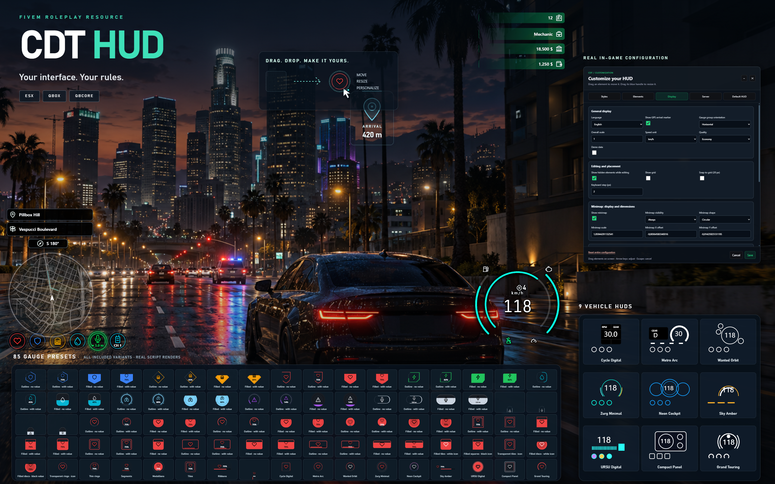 Présentation de cdt_hud, HUD FiveM personnalisable